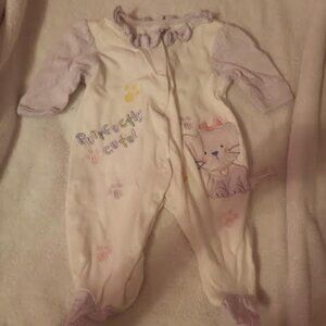 Baby Girls Starting Out "Purrfectly Cute" Purple and White One Piece Size NB